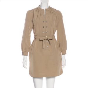 Derek Lam Tan Button Up 3/4 Sleeve Shift Dress